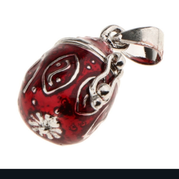 2 Cremation Keepsakes Red Enamel Heart Egg Locket Pendants Red - Picture 5 of 13